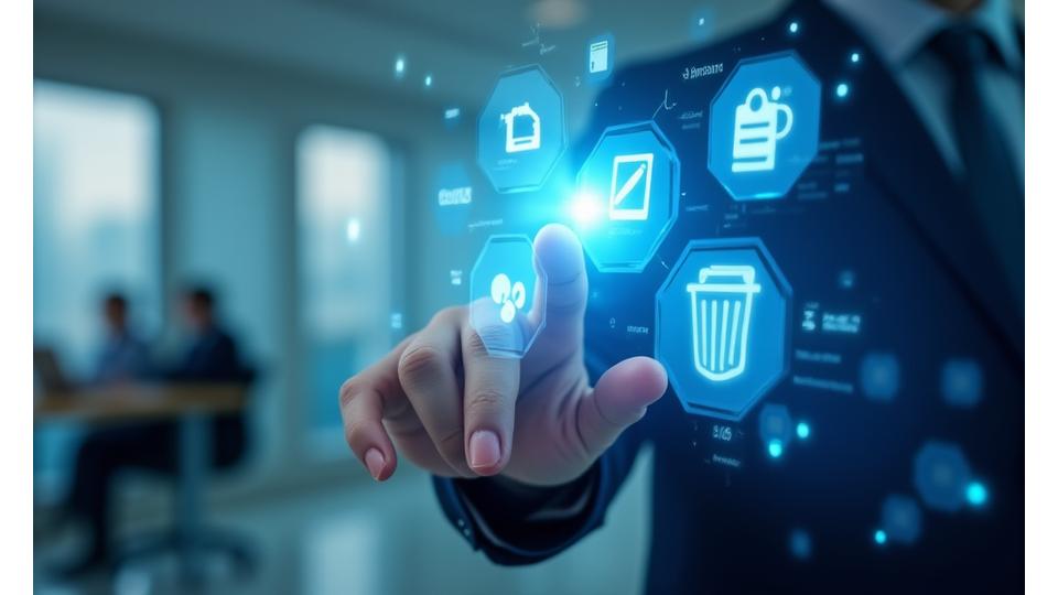 Une main touchant une interface numérique affichant des options de droits RGPD comme accès, modification ou suppression, symbolisant le contrôle utilisateur et la facilité d'exercice des droits.