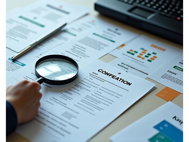 Main tenant une loupe au-dessus de documents financiers avec des icônes de coche, illustrant un processus d'audit précis et préventif pour la conformité des subventions.